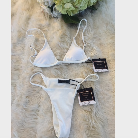 NEW! Ribbed 3 Pc Set Bikini Black & White Swimsuit - Picture 13 of 13